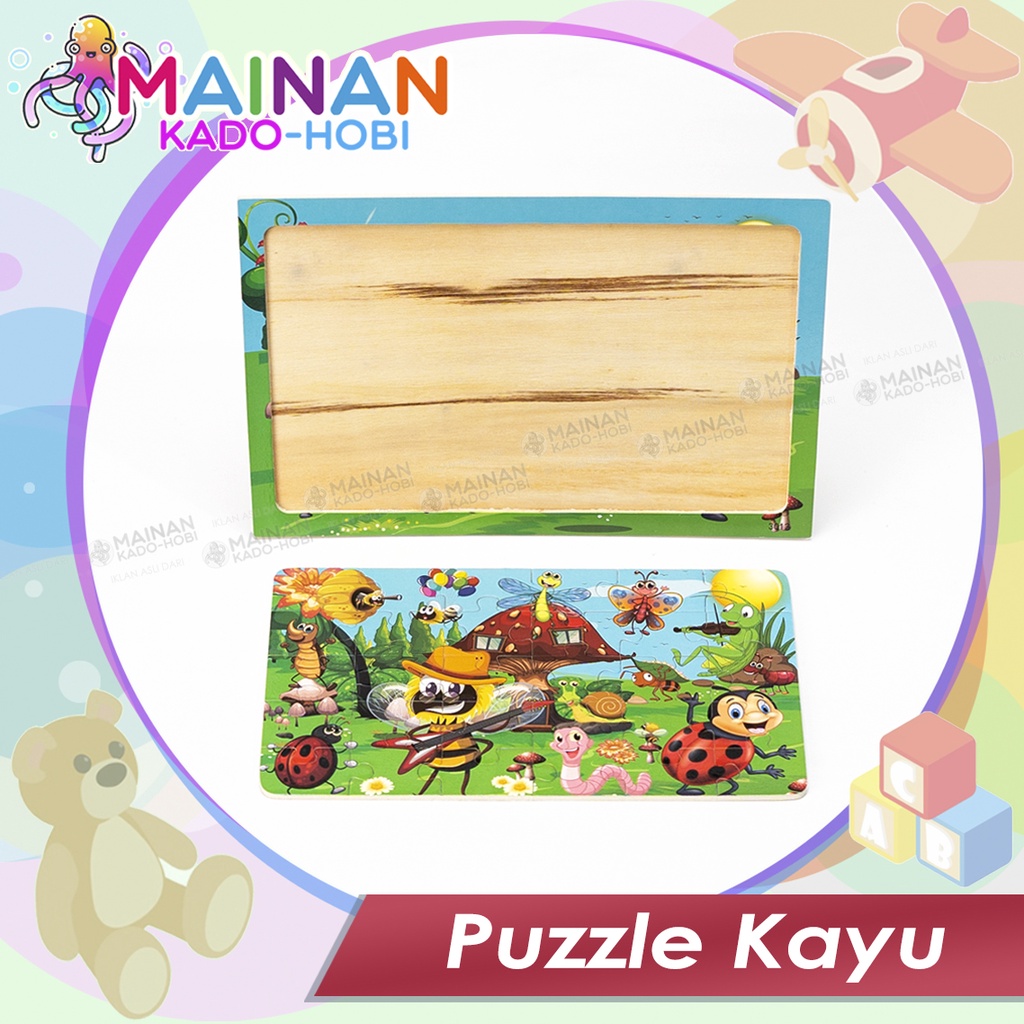 MAINAN EDUKASI ANAK KREATIF PUZZLE KAYU 3D BERGAMBAR MOTIF LUCU