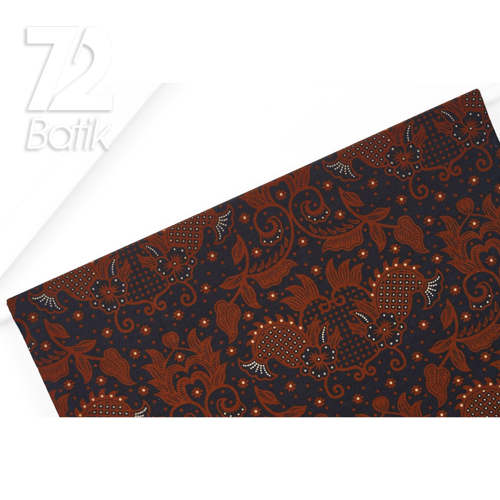 KAIN BATIK PREMIUM Bahan Katun Motif Kembang Klasik Warna Hitam Coklat 723120 Cap 72IL Jarik Jarit Samping Kebat Panjang Batik Katun Modern Premium Bahan Seragam Batik Pernikahan Kantor Keluarga Murah Kamen Jadi Batik Bali Lembaran