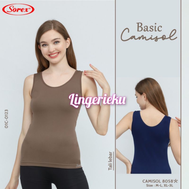 Sorex 8058 Tanktop Wanita Kamisol Tali Lebar Bahan Nilon Spandek