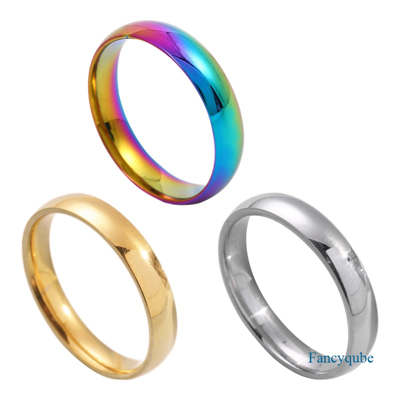 4mm Trendi Sederhana Halus Cermin Glossy Pernikahan Band Rings Untuk Pria Baja Titanium Pertunangan Ring