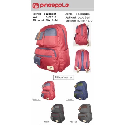 Pineapple 32219 Tas Ransel Sekolah Laptop 14inchi + Raincover