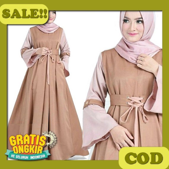 Senna Dress Gamis Remaja Korean Style Busui Syari Bahan Cotton Yarn By Etuzi Hijab Gamis Lebaran 202
