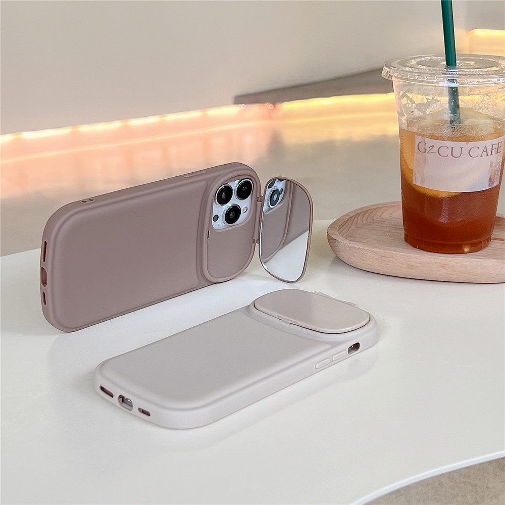 Casing Ponsel Cermin Makeup Untuk iPhone 14 Pro 13 12 11 14 Pro Max Casing Pelindung Kamera XR XS Max X Soft Silicone Cover