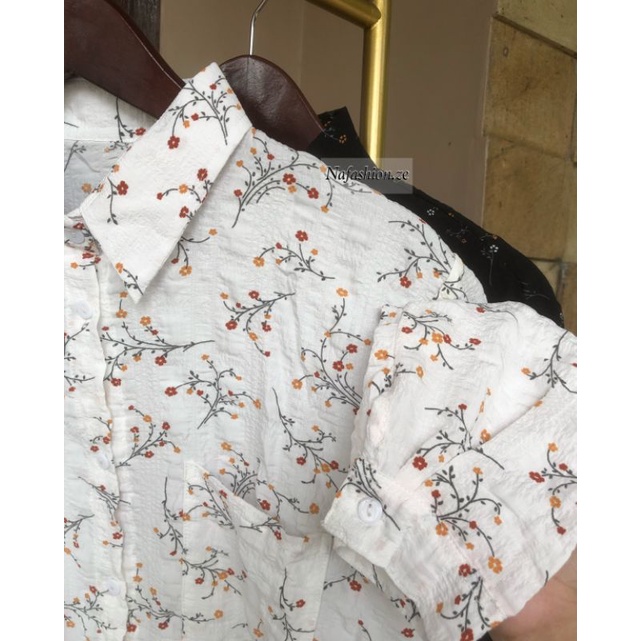 Tunik Crinkle Motif / Kemeja Motif Bunga / Tunik jumbo Floral tunik korea / atasan putih