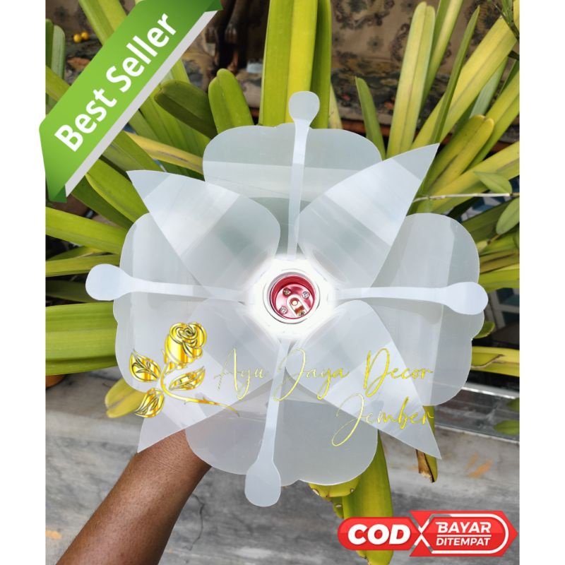 kelopak/kap bunga lampu bahan mika kuat awet dekorasi/ruangan murah cantik dan terlaris diameter 22c
