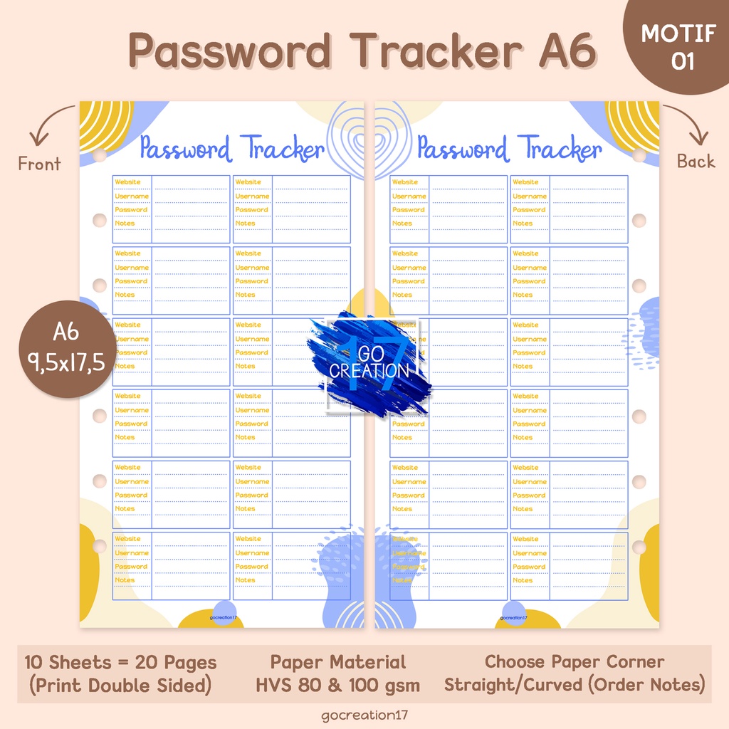 Jual Kertas Isi Binder A Refill Binder A Password Tracker A Ring Shopee Indonesia