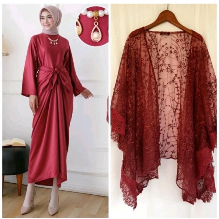 CHIRA One Set Kafta + Outer / Kaftan ikat Outer Premium Kaftan Lebaran Dress Kondangan Raya Dress Lengan Panjang