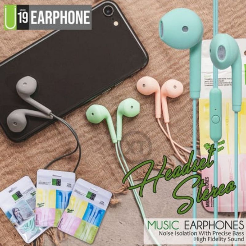 Headset U19 Macaron Stereo Earphone Handset Macaron U19 Hansfree HF U19 Macaron Stereo Plastik