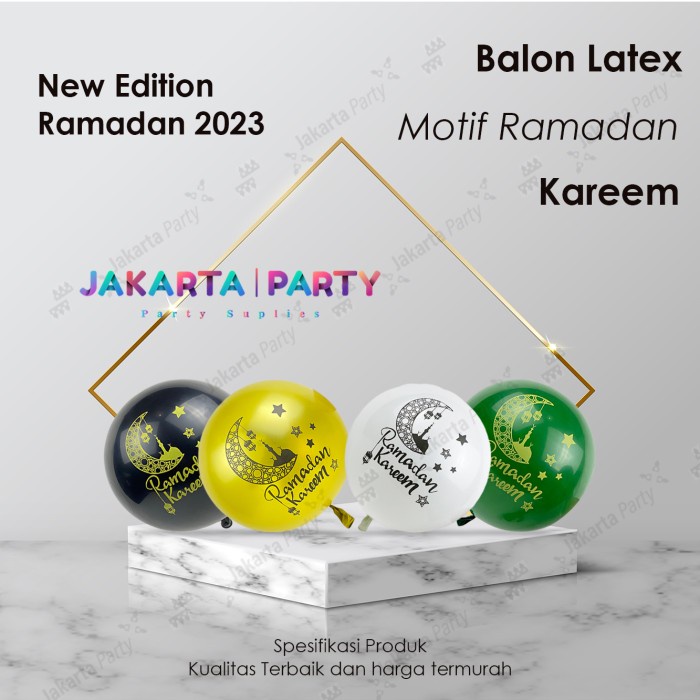 Balon Latex Ramadan 100 pcs / Latex Motif Lebaran / Hiasan Idul Fitri