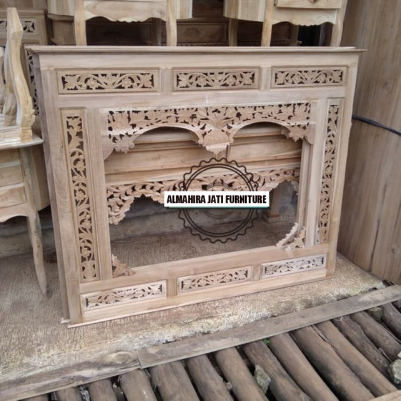 Figura cermin jati ukir jepara - bingkai cermin dinding ukir jati - cermin jati ukir mentahan