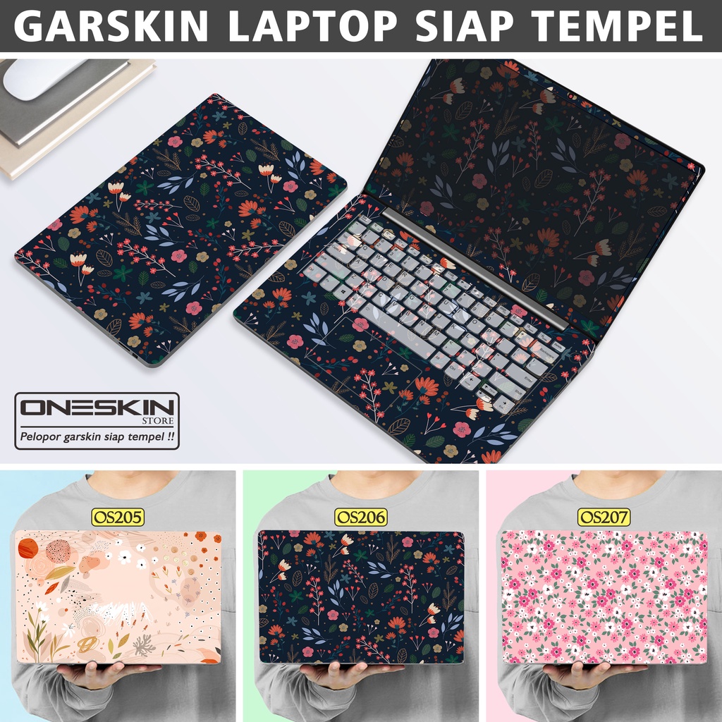 Garskin Sticker Laptop Protector Macbook Full Body Bottom Bezel Palmrest Skin Vector Flower