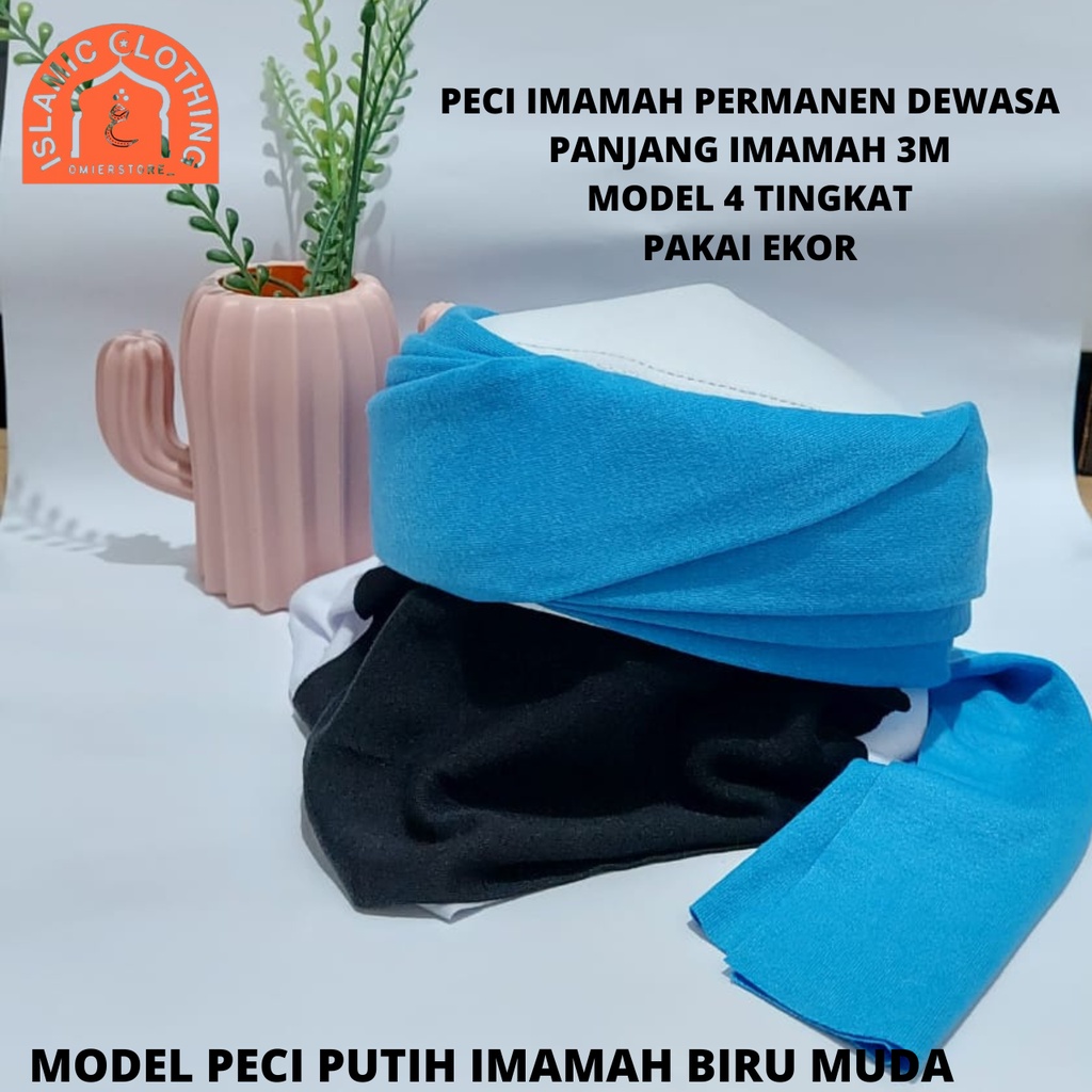 peci imamah permanen dewasa warna Biru Muda I Sorban Permanen I peci habib