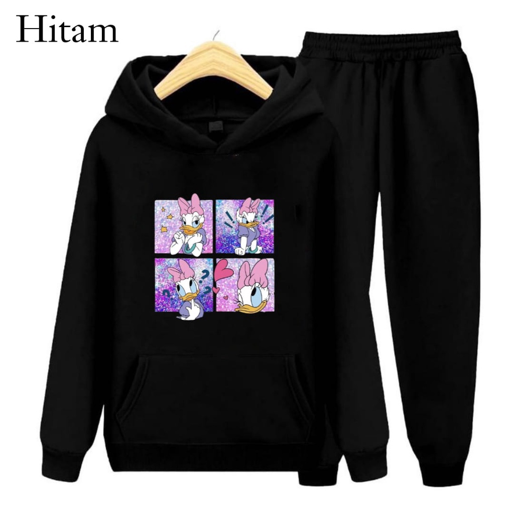 Hzl_outfit Setelan Sweater Hoodie Daisy Duck Anak Perempuan/ Setelan Sweater Anak Anak