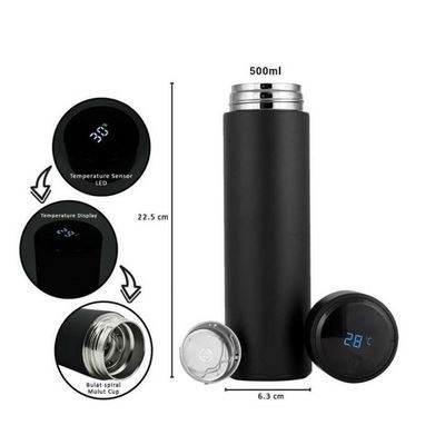 Termos Air Panas Led Display Suhu Temperatur Warna Doff Karet 500ml