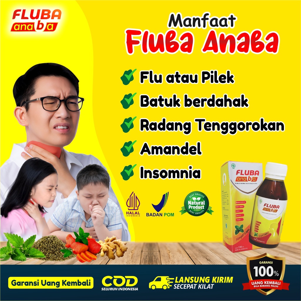 BISA COD!! FLUBA ANABA Madu Herbal Atasi Flu Batuk Berdahak Dan Radang Tenggorokan Anak | Original Madu Herbal Obat Flu Batuk Anak / Obat Flu Anak / Obat Batuk Anak / Obat Pilek Anak / Radang Tenggorokan - Madu Fluba Anaba Kids Halal BPOM