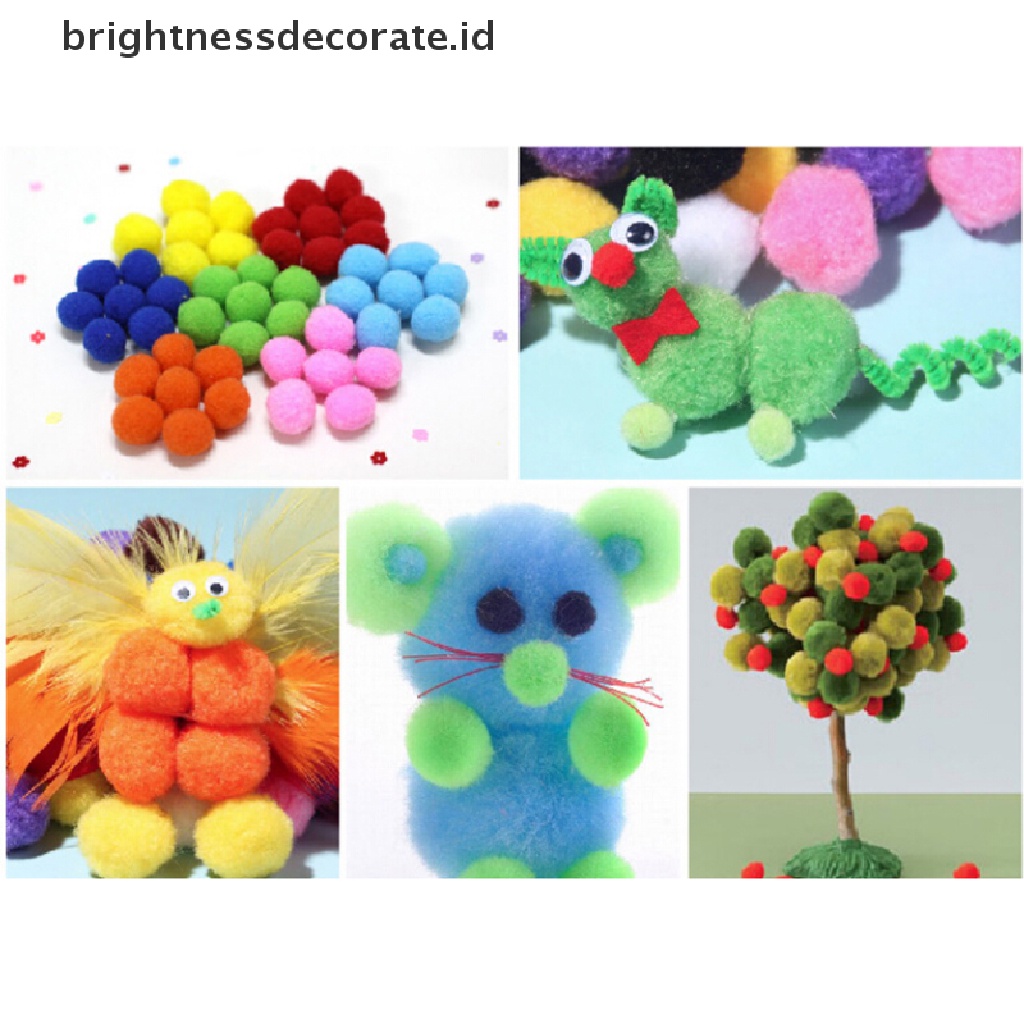 [Birth] 100pcs Pom Pom Berbulu Lembut Warna Campur Untuk Kerajinan Tangan Anak 20mm 30mm 40mm [ID]