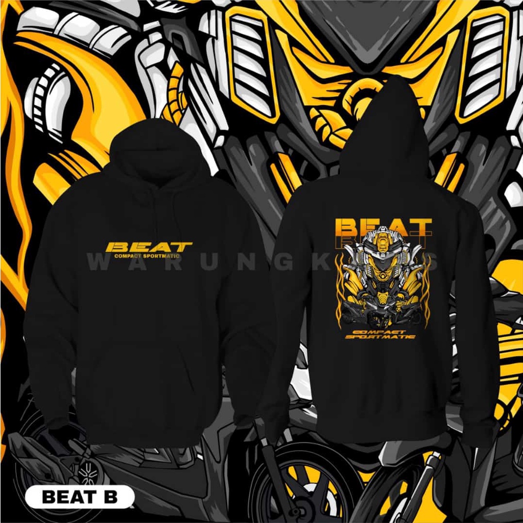 [ WARUNGKAOS ] Jaket Motor Beat / Hoodie Hitam Honda Beat / Jaket Distro Sanmori