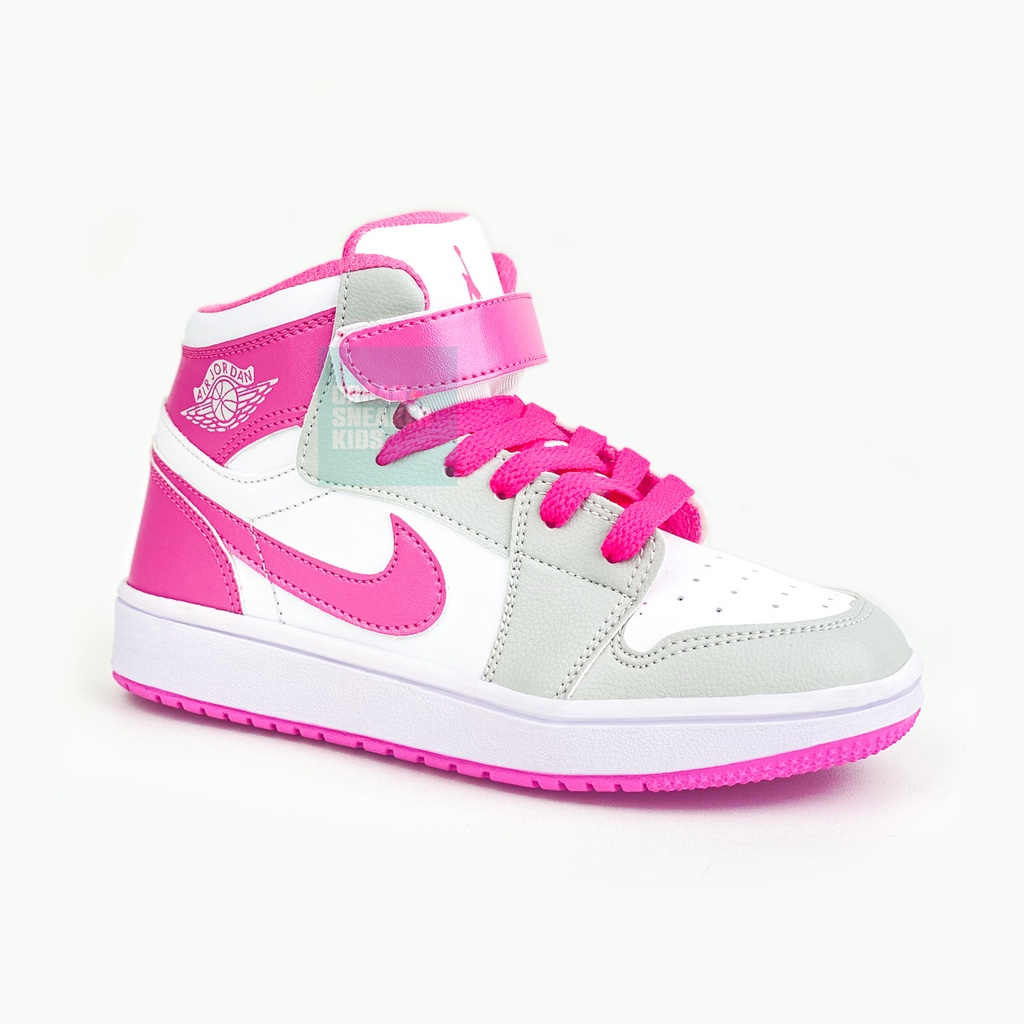 Sepatu Anak Perempuan Sneakers Import Warna Abu Pink Usia 3-10 Tahun - Urban Sneaker Kids