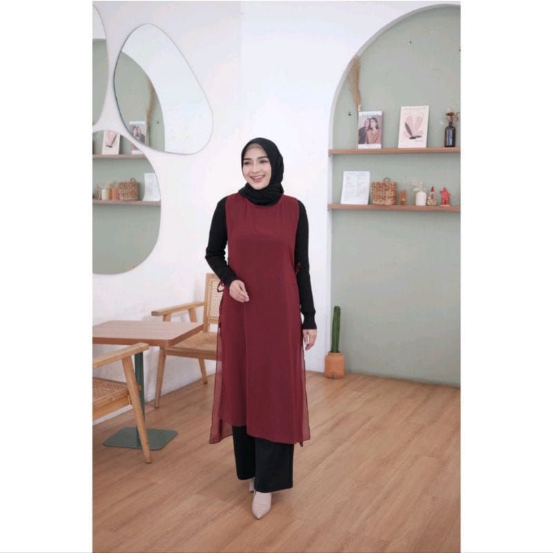 outer sojin long vest outer kondangan outer polos outer rompi panjang rompi polos