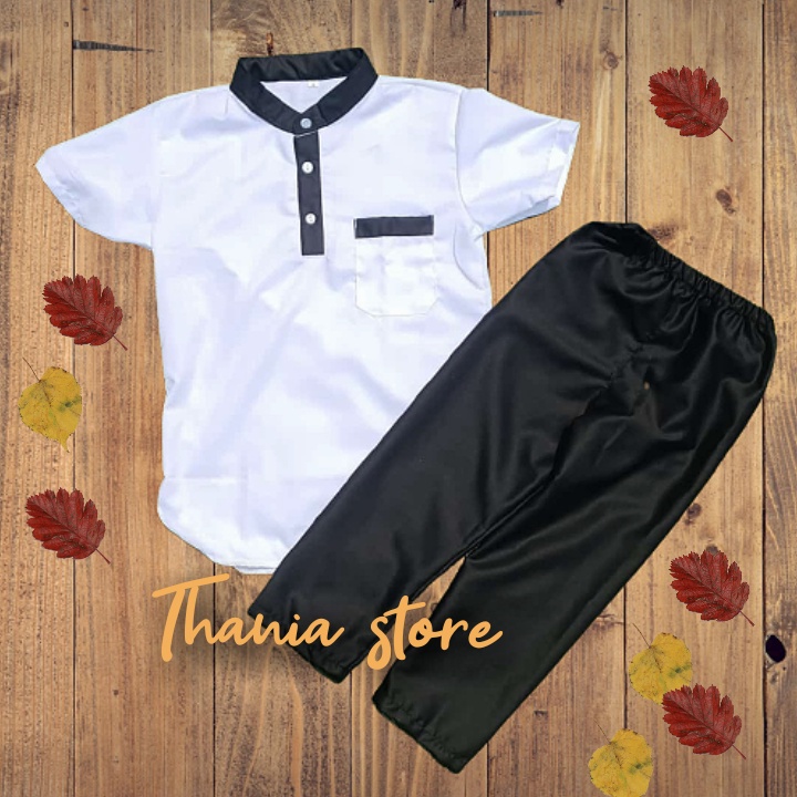 baju koko anak laki laki setelan hitam putih usia 1-12 tahun