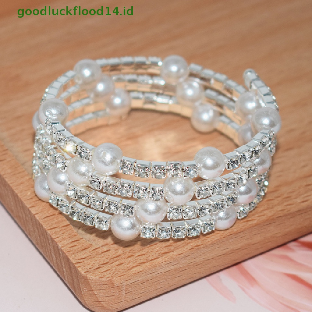 [GOOGFOUR] Gelang Mutiara Imitasi Kristal Elegan Multilayer Stretchable Pearl Bracelet Gelang Mutiara Untuk Wanita Hadiah Perhiasan Pengantin [TOP]