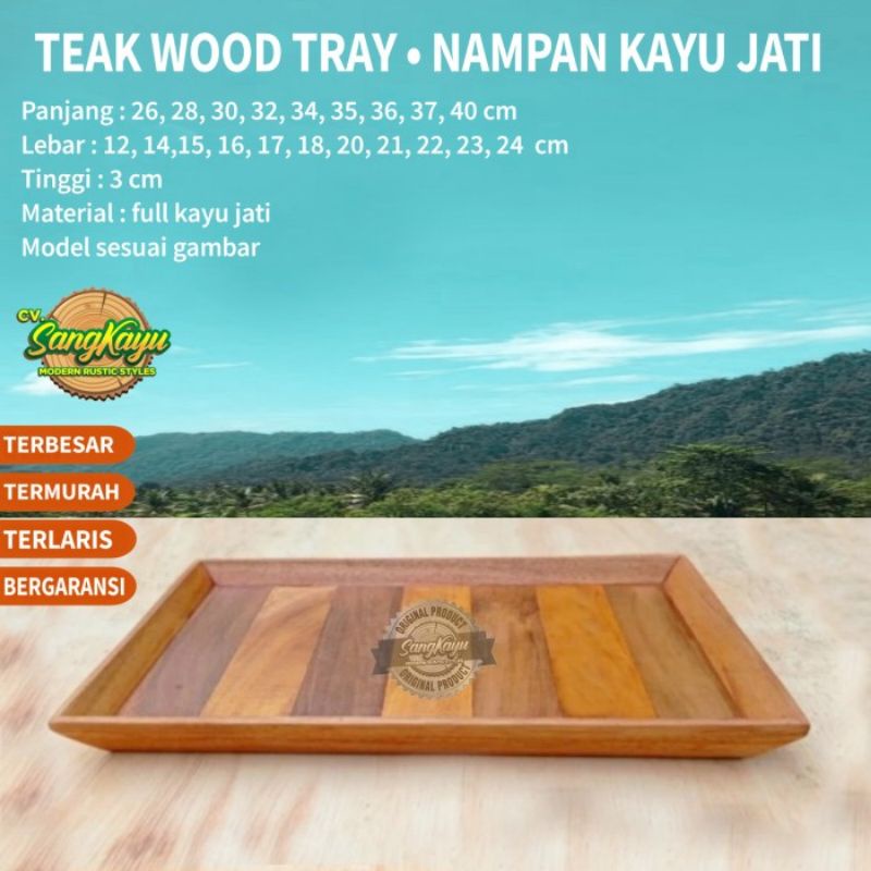 Nampan kayu jati premium kombinasi teak wood tray kayu baki kayu unik