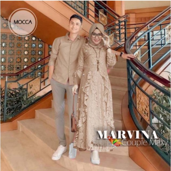 Baju Kondangan Couple Terbaru 2023 Set Baju Pasangan Bahan Brukat Set Pakaian Couple Kemeja + Gamis 