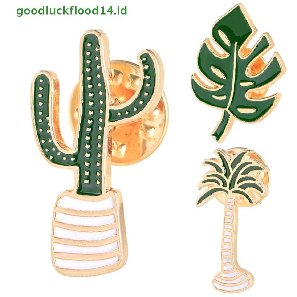 [GOOGFOUR] 3pcs/set Enamel Tanaman Pot Kaktus Kerah Bros Pin Lencana Pakaian Kartun Pin [TOP]