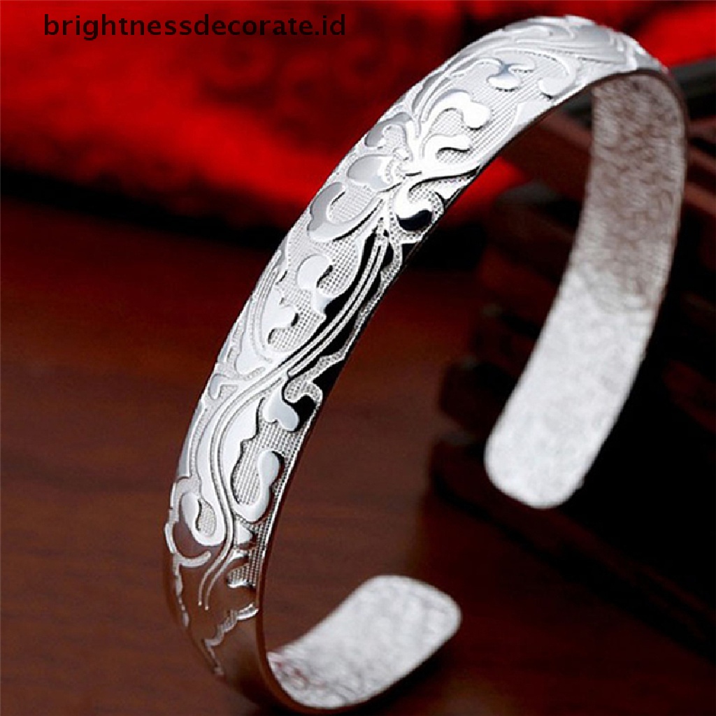 [Birth] Fashion Perhiasan Wanita Perak Berlapis Bangles Cuff Bracelets Kualitas Tinggi [ID]