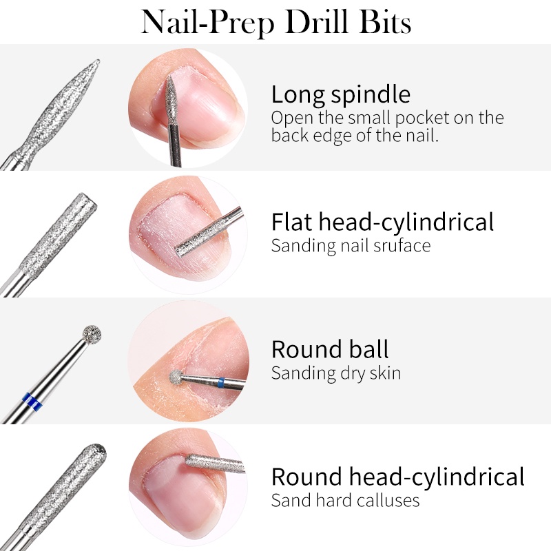 Set Mata Bor Kuku Bahan Baja Tungsten Kepala Gerinda Kuku Untuk Mesin Manicure Pedicure Elektrik 6pcs 7pcs 10pcs