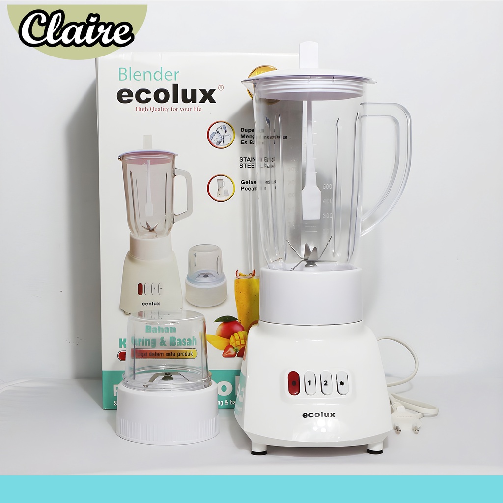 Blender ECOLUX BL - T11PC / 6 Mata Pisau / Dry Mill / GELAS ANTI PECAH  / 190Watt