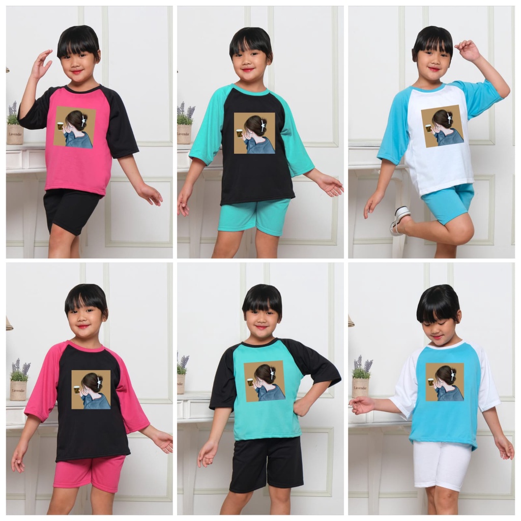 hokyfashion Setelan Baju Celana Set Anak Perempuan Model Santai Lip Cream Implora/ Setelan Anak Pere