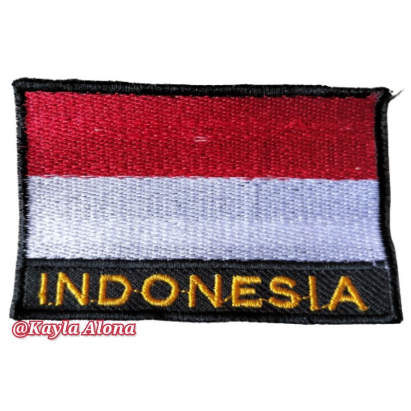 BET/BEDGE BORDIR BENDERA MP '  INDONESIA ' (List Hitam )