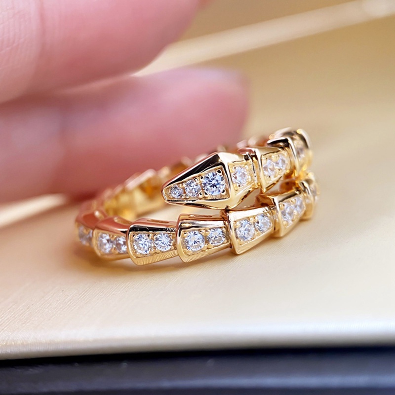 Cubic Zirconia Snake Adjustable Rings Fashion Catwalk Ring Untuk Wanita Merek Perhiasan Pecinta Hadiah