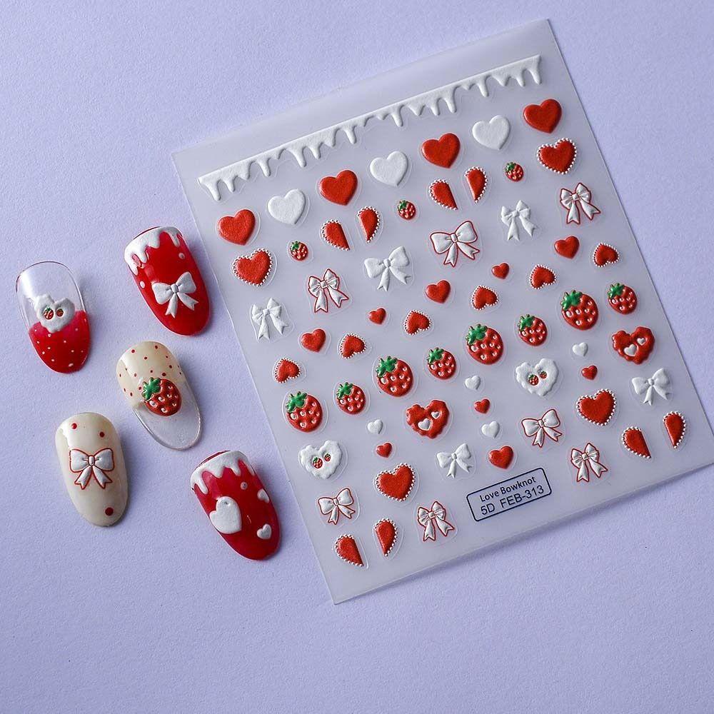 Mxbeauty Fruits Stiker Kuku Fashion Daun Jus Buah Cherry Strawberry Ikatan Simpul Nail Art Dekorasi