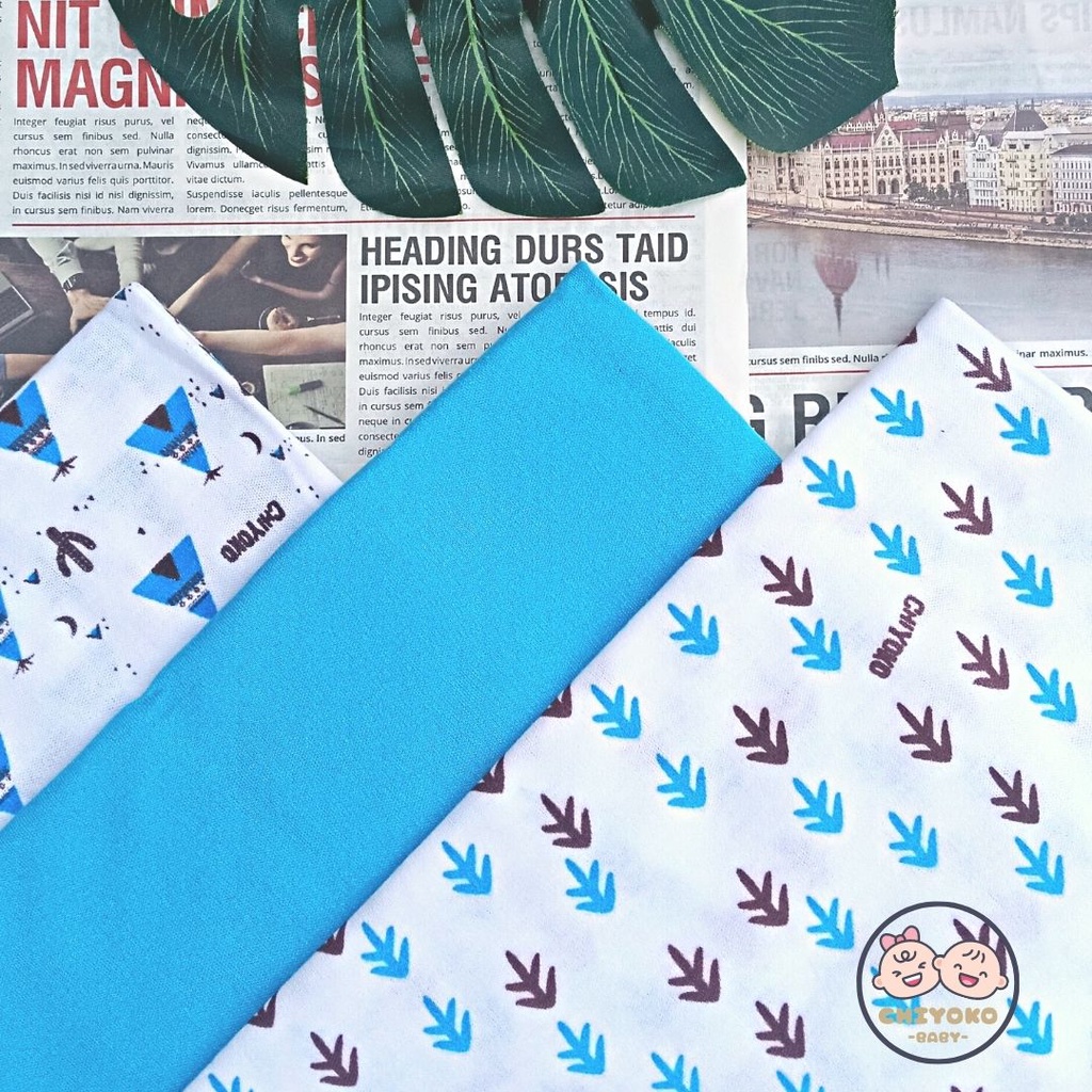 3 Pcs Bedong Bayi Baru Lahir Bahan Kaos 110 x 90 Serian BIRU Chiyoko Baby
