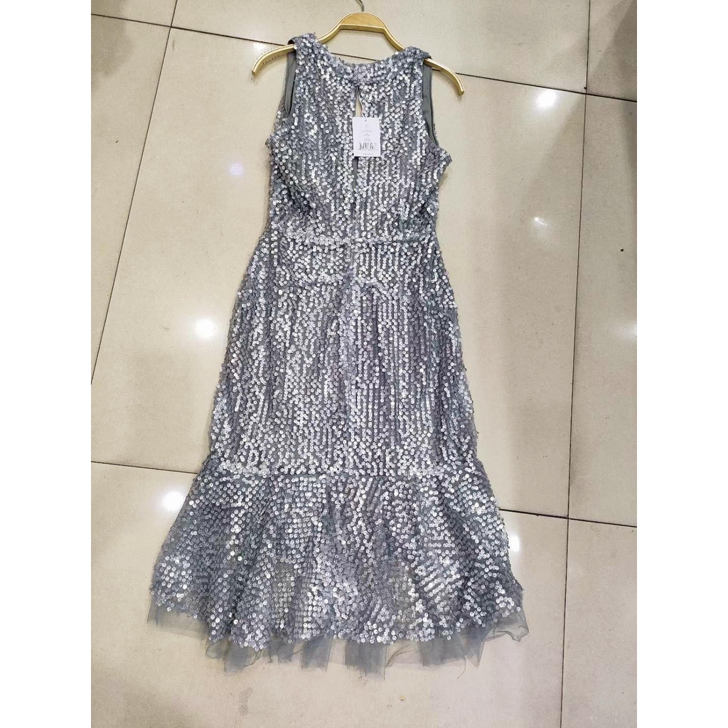 WALTER SEQUIN PARTY DRESS V-NECK FISHTAIL LONGDRESS