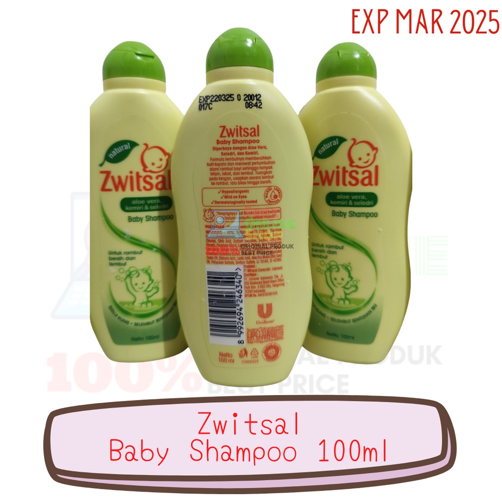 Zwitsal Baby Shampoo Natural Aloe Vera, Kemiri &amp; Seledri 100ml