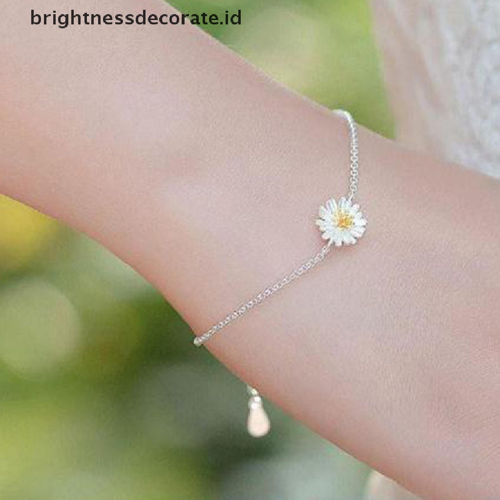 [Birth] Gelang Chian Bunga Daisy Kecil Cantik Simple Charm Gelang Wanita Perhiasan [ID]