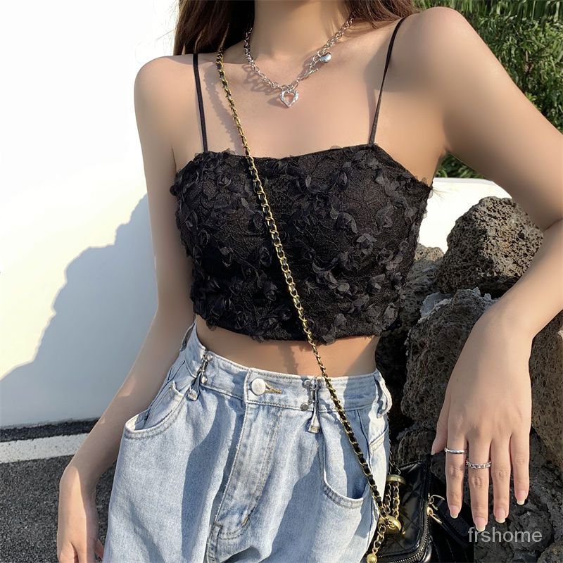 Camisole Bunga Bunga Baru Bantalan Payudara Wanita Tabung Top Ceru Pakaian Dalam Mengenakan Uang Sin