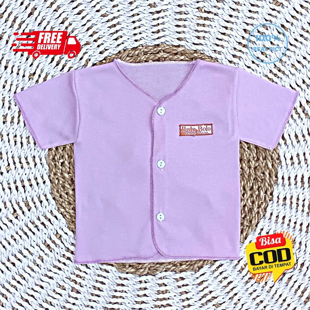 SALE 7.7 Serian Lilac - 3 pcs Baju Bayi Tangan Pendek Bayi Baru Lahir 0 sd 3 Bulan Lilac Series merk SNI Bolo - Bolo