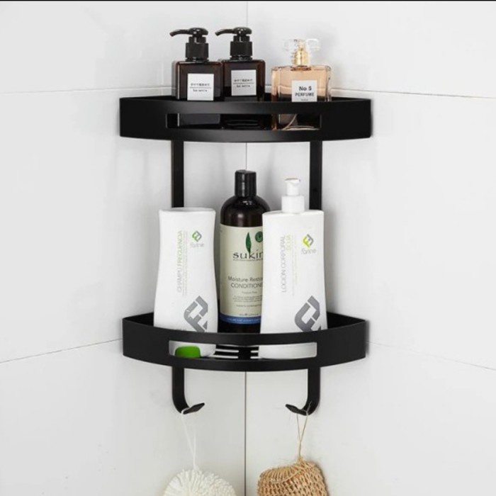 Rak Rak Sampo Dan Sabun Kamar Mandi Sudut Stainles Hitam
