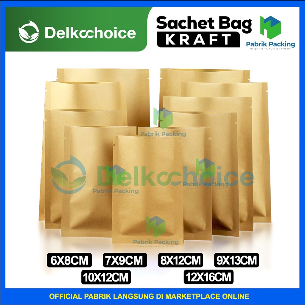 Kemasan Saset Kraft Paper Sachet Bag Kraft Non Ziplock Delkochoice