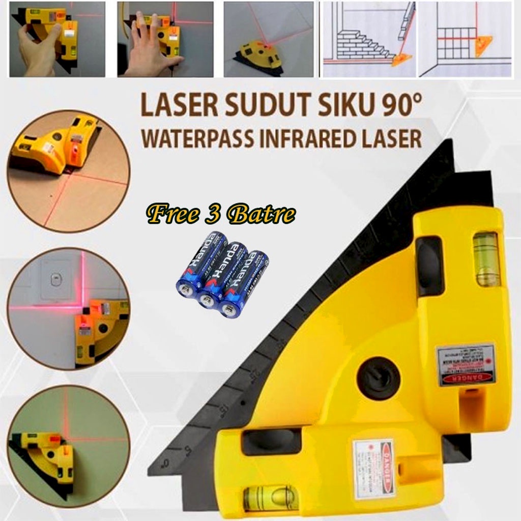 Alat Ukur Sudut Siku Kelurusan Lantai Permukaan 90 Derajat – Laser Pembuat Siku - Laser Untuk Pasang