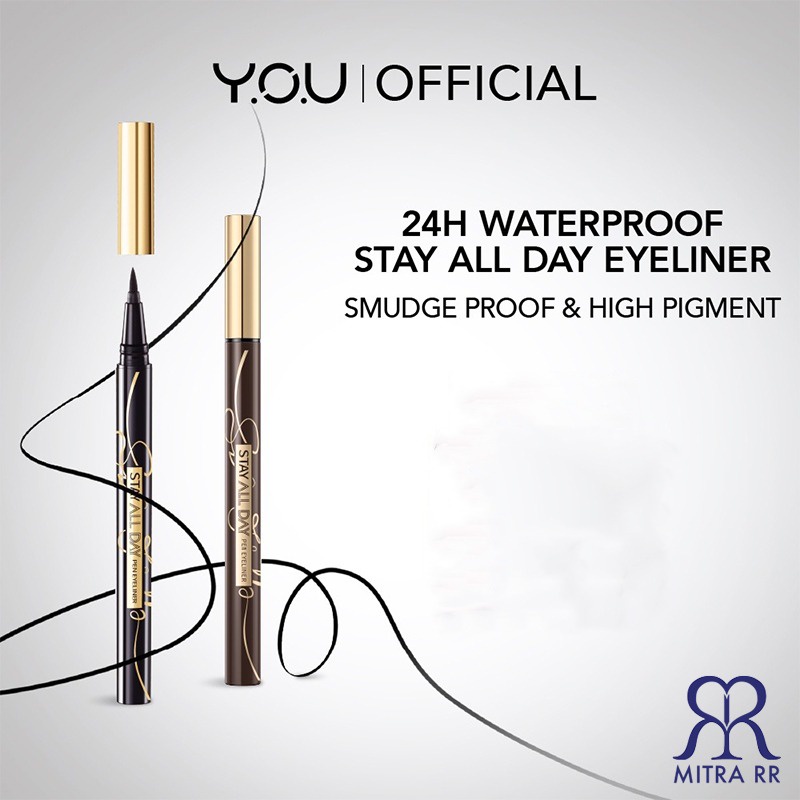 YOU Express On Point EYELINER PEN STAY DAY ALL | Quick-set Formula| Ultra-soft Felt Tip| Up to 12H Long-wear / Eye Liner Tahan 12 Jam