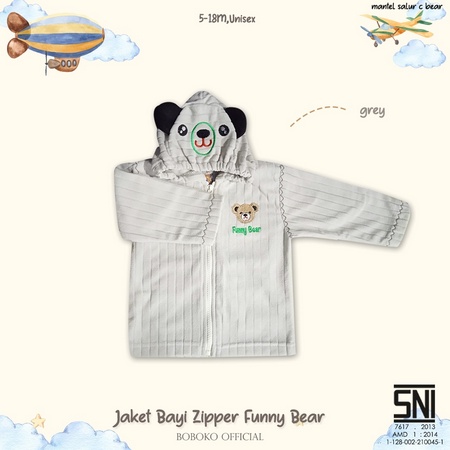 Boboko Jaket Bayi Funny Salur Bear 0-6 bulan