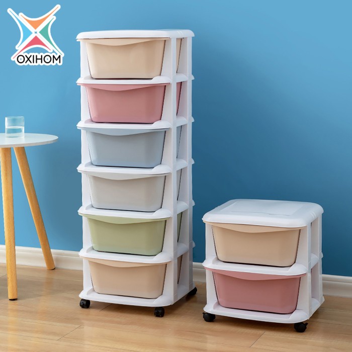 Laci Oxihom Lemari Pakaian Plastik Laci Plastik Susun Drawer Cabinet