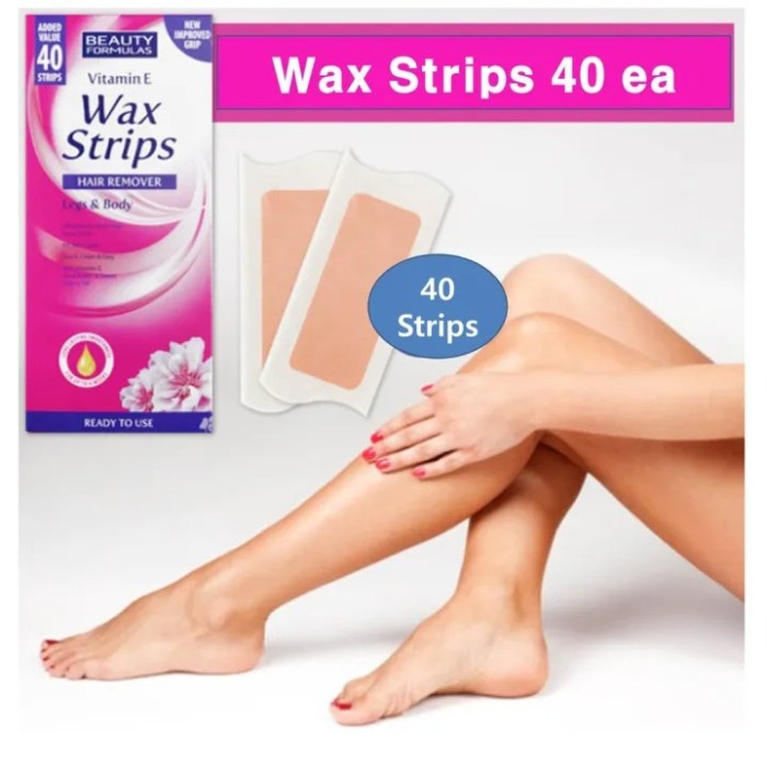 Beauty Formulas Vitamin E Wax Strips Hair Remover Legs &amp; Body 40's