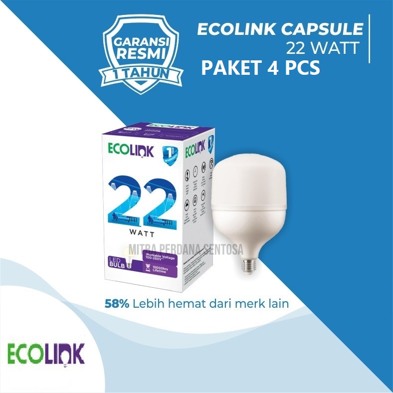 Jual Paket 4 Pcs Lampu Led Ecolink Bohlam Bulb Kapsul Capsule 22 Watt W