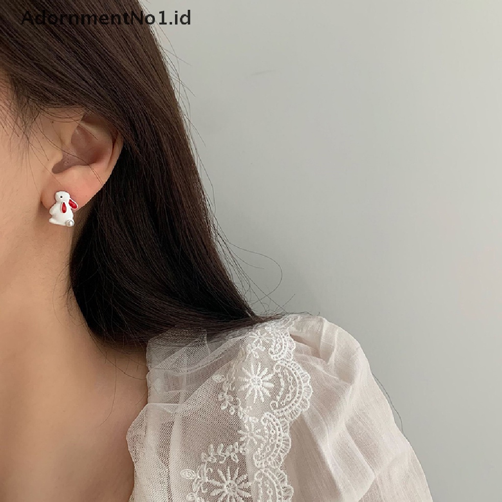 [AdornmentNo1] 1pasang Lucu Kelinci Putih Jantung Asimetri Stud Anting Untuk Wanita Manis Mini Bunga Hati Hewan Pernyataan Pesta Pernikahan Gadis Perhiasan Hadiah Gadis Manis Hati Asimetris